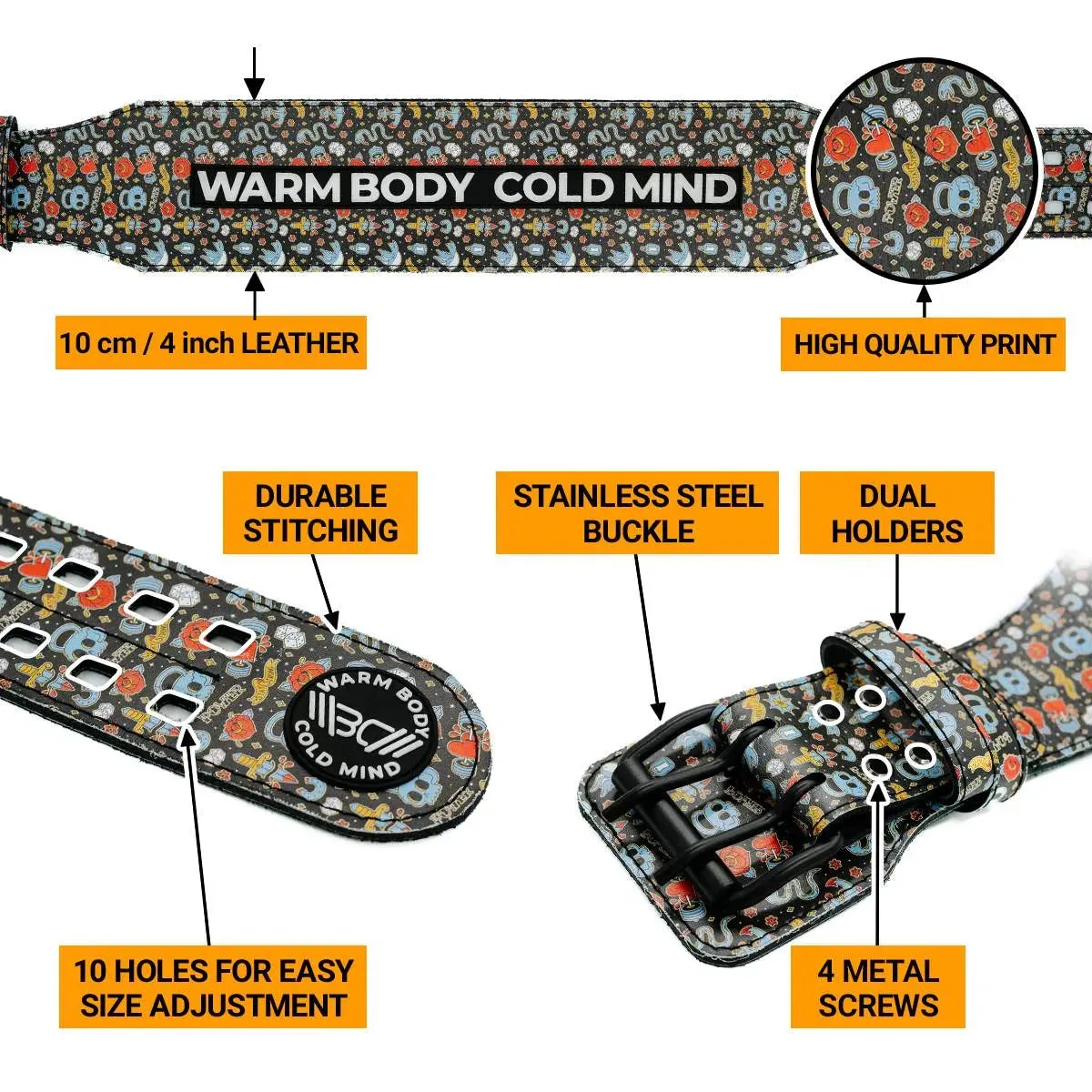 Leather Weightlifting Belt Snake