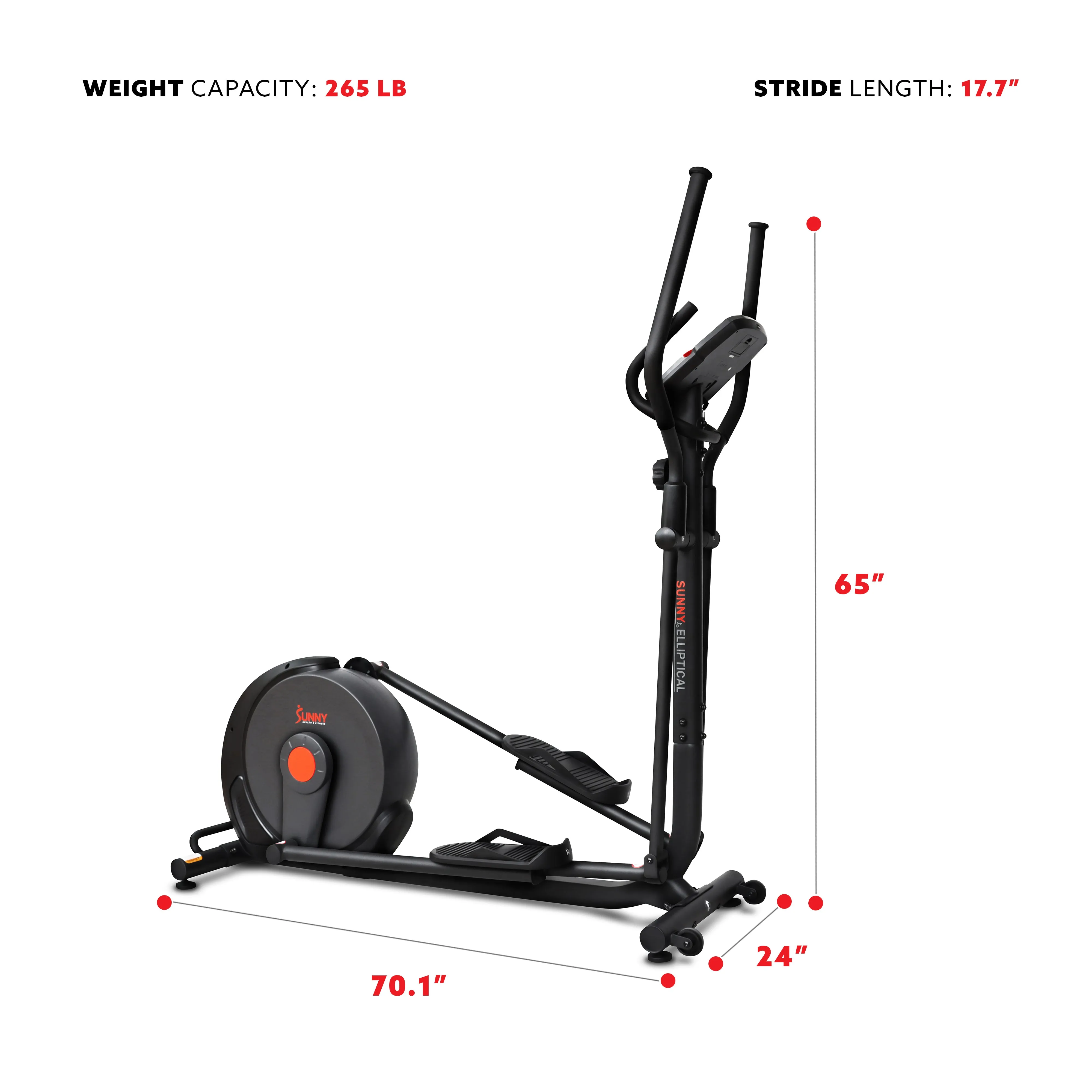 Power Stride Smart Magnetic Elliptical Machine with 18" Stride Length