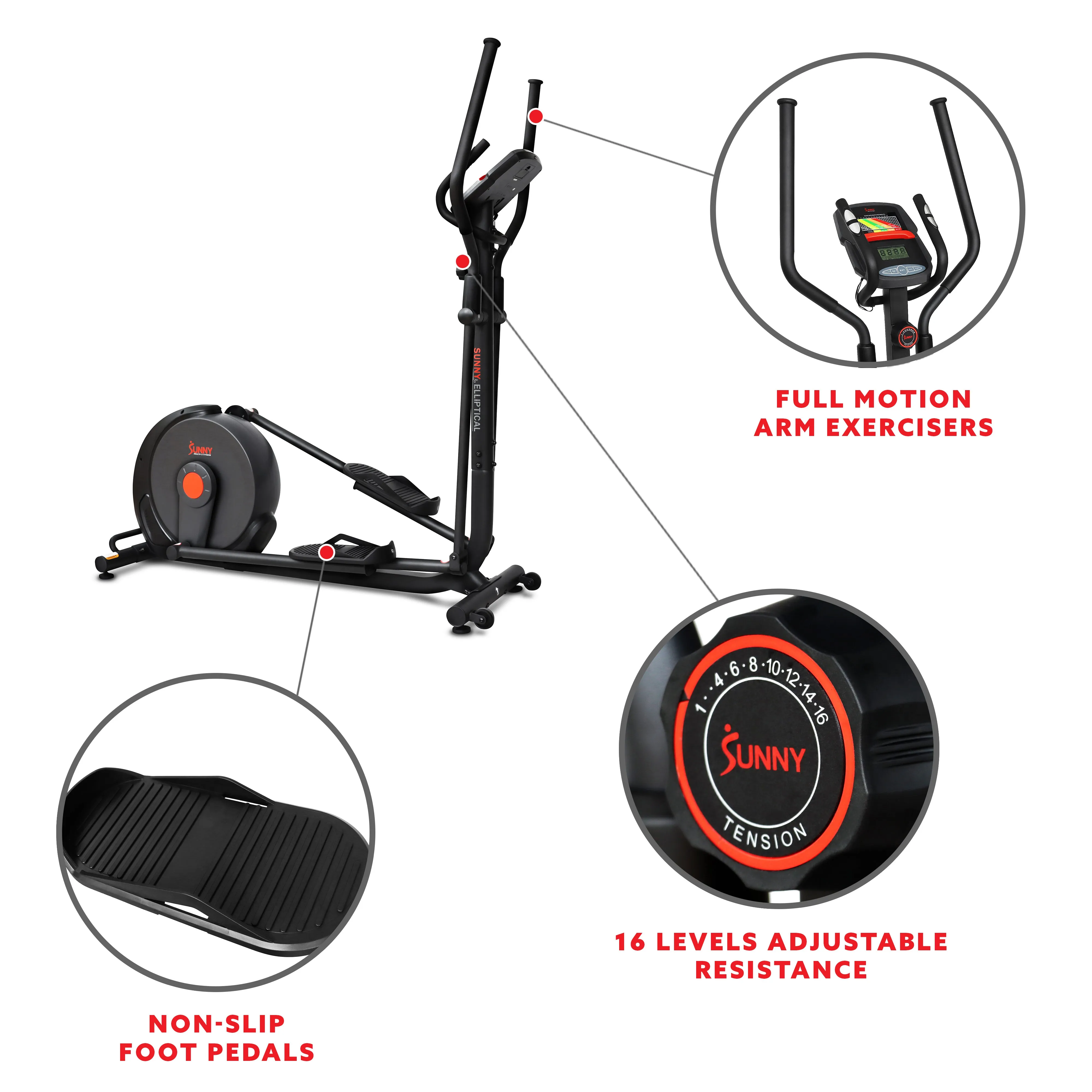 Power Stride Smart Magnetic Elliptical Machine with 18" Stride Length