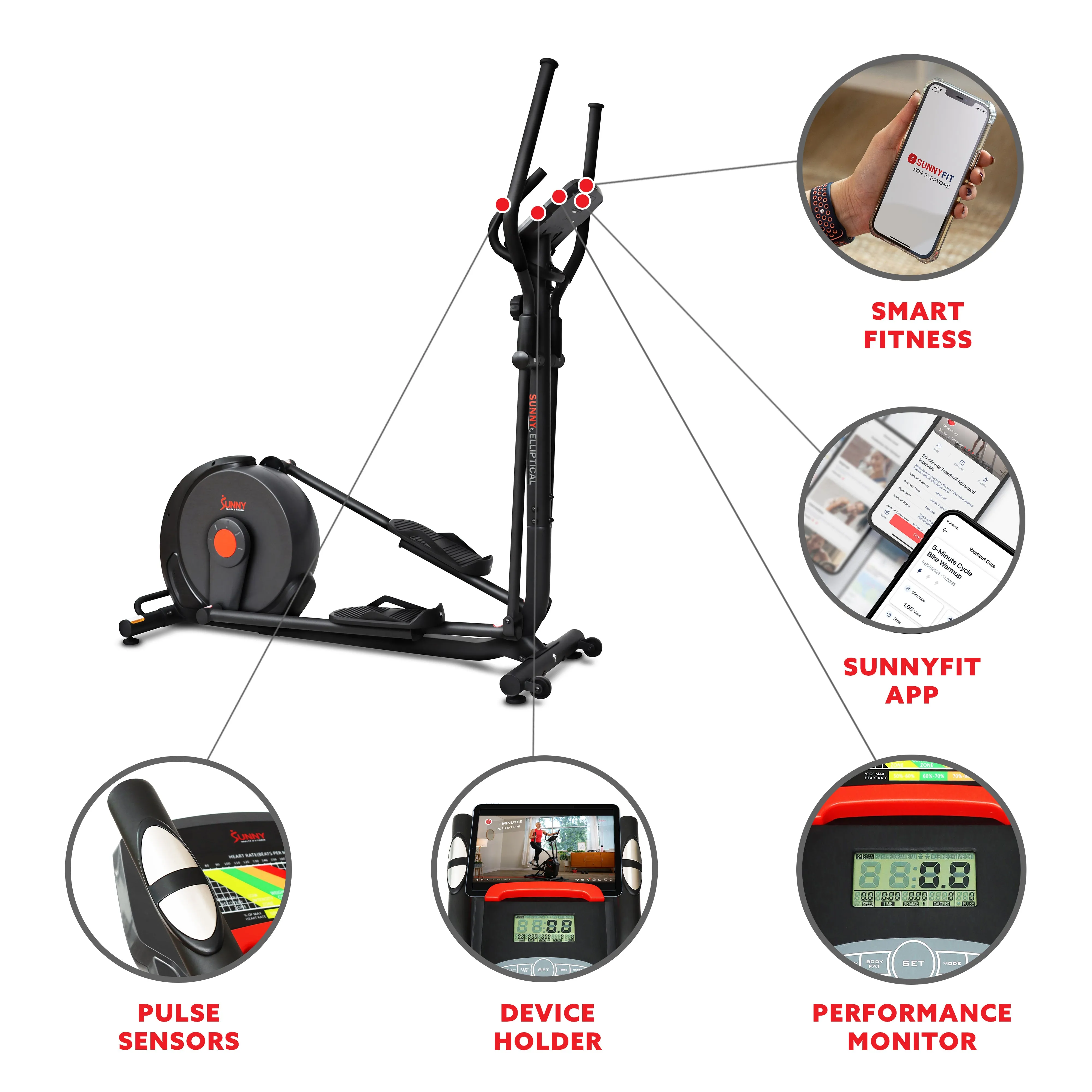 Power Stride Smart Magnetic Elliptical Machine with 18" Stride Length