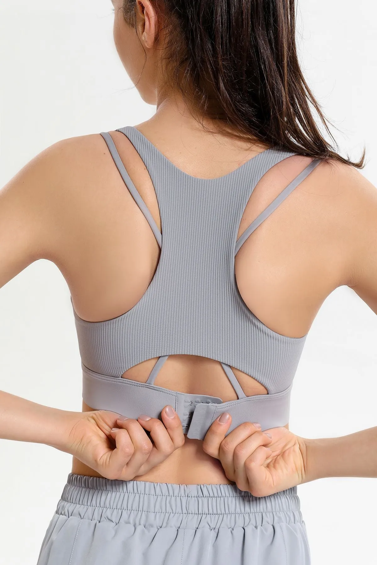 Ribbed Racerback Sports Bra High Support